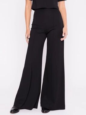RIPLEY RADER BLACK PONTE KNIT LONG WIDE LEG PANT 2
